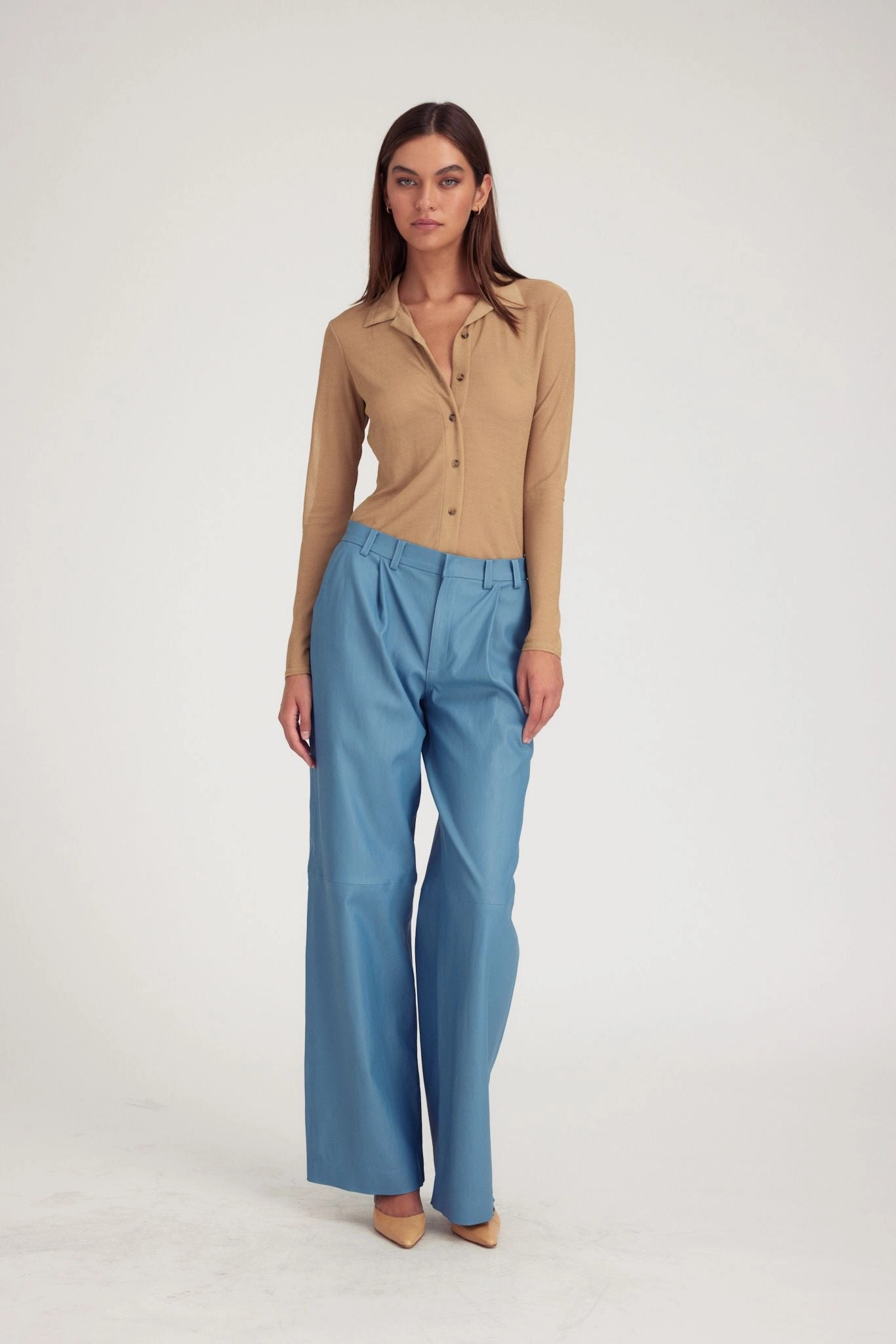 LongLastingDurability WrinkleResistantFinish Khaki Knit Mesh Button Down