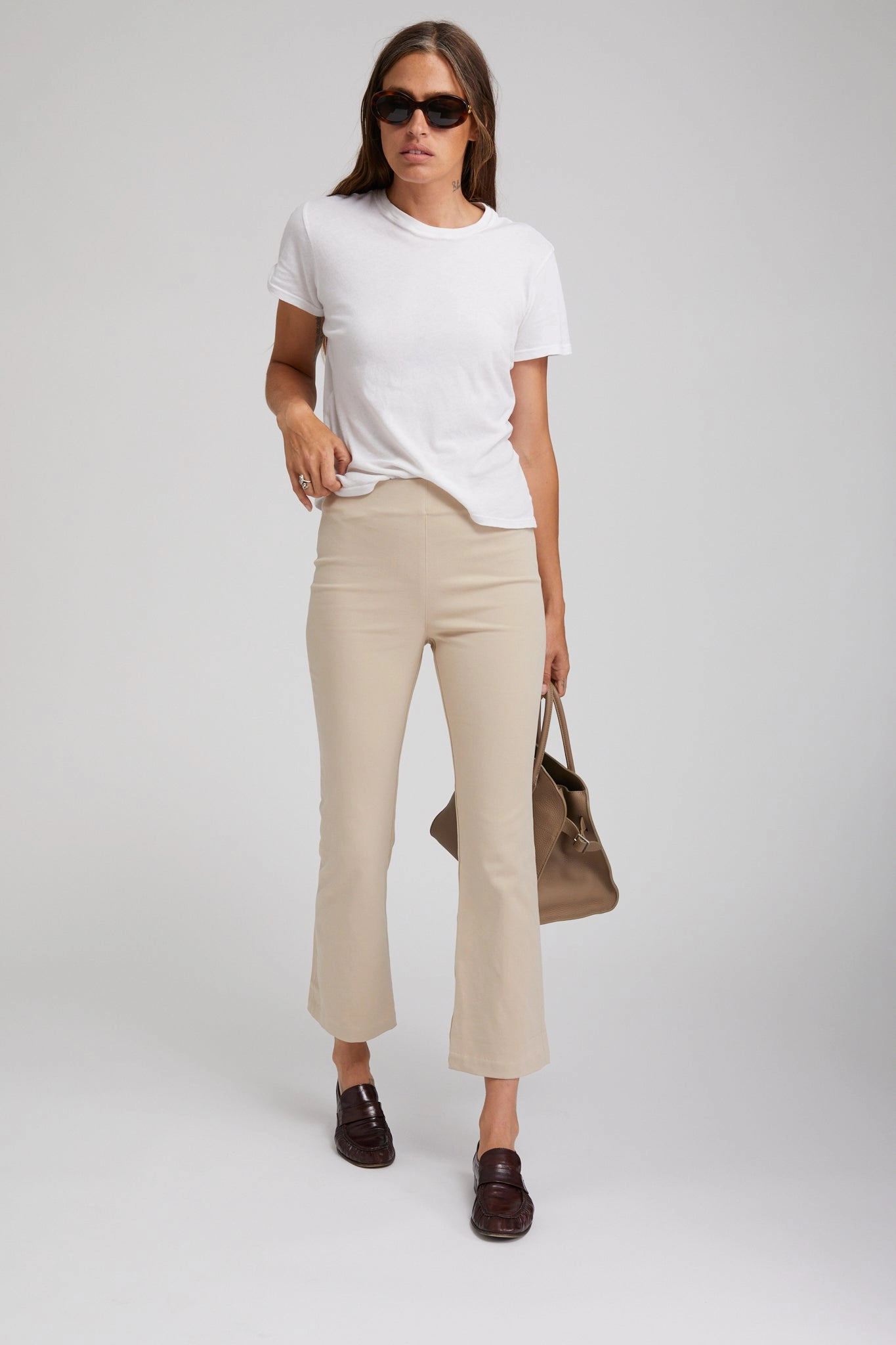 StainResistantFinish Khaki Twill Crop Flare