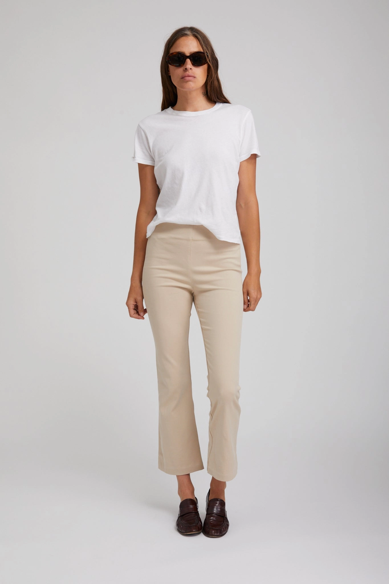 Khaki Twill Crop Flare Sport Performance No Ride