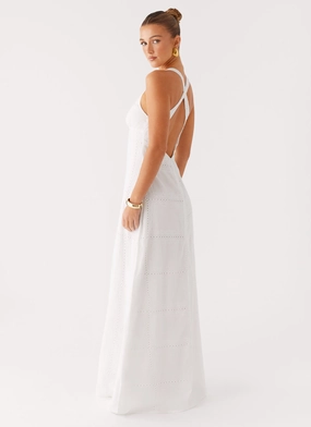 Daily Casual Bright Colors Kiana Halter Maxi Dress - White