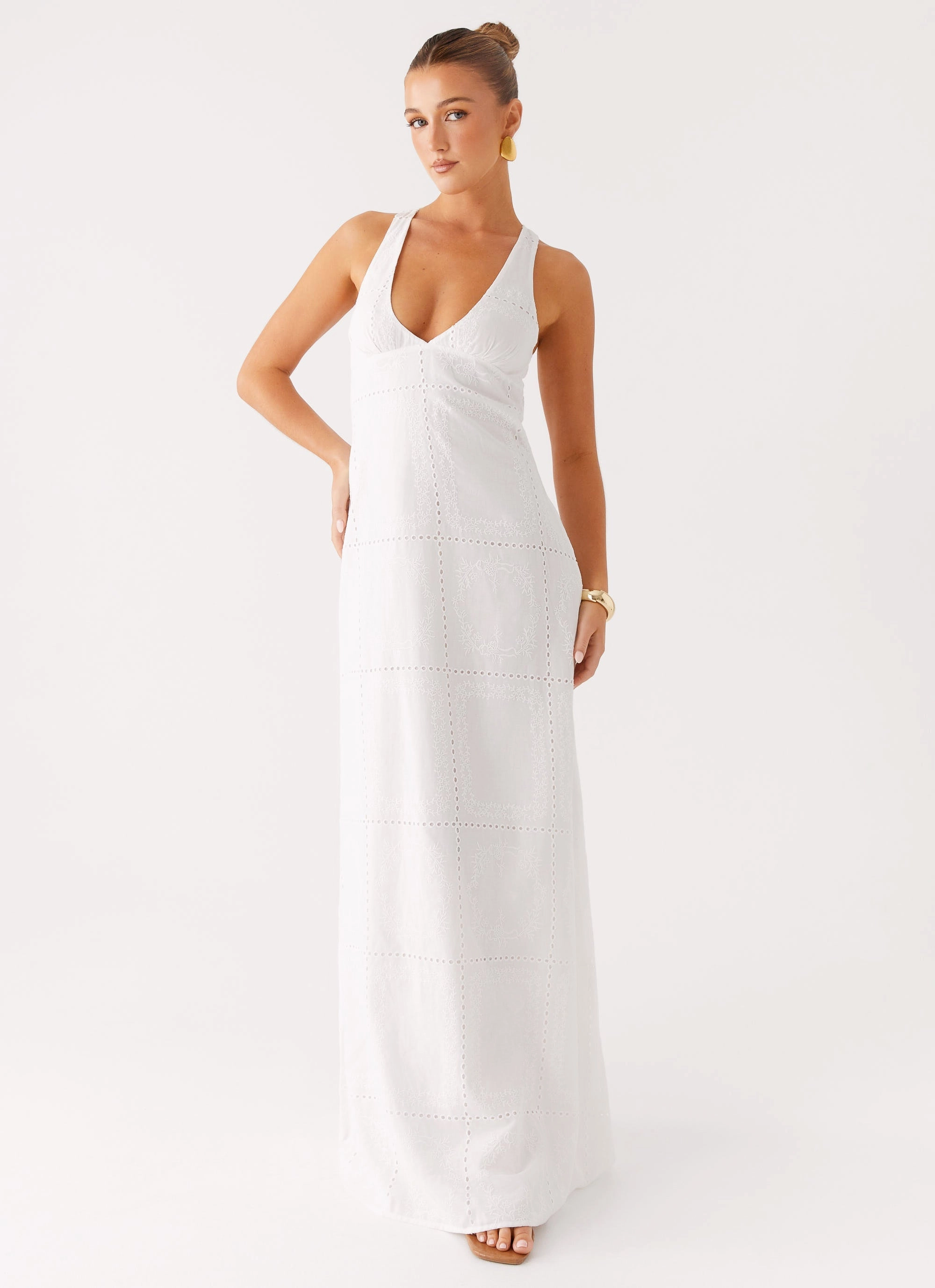 Kiana Halter Maxi Dress - White Slim Silhouette