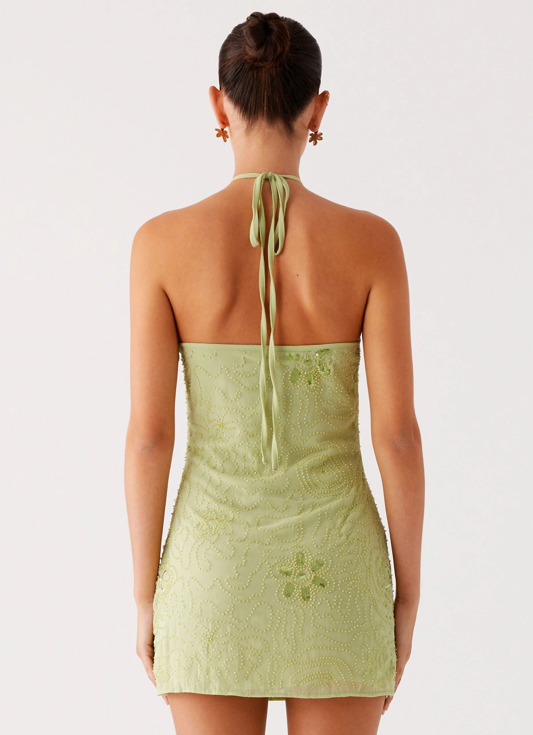 Easy to Wear Kiara Beaded Mini Dress - Mint