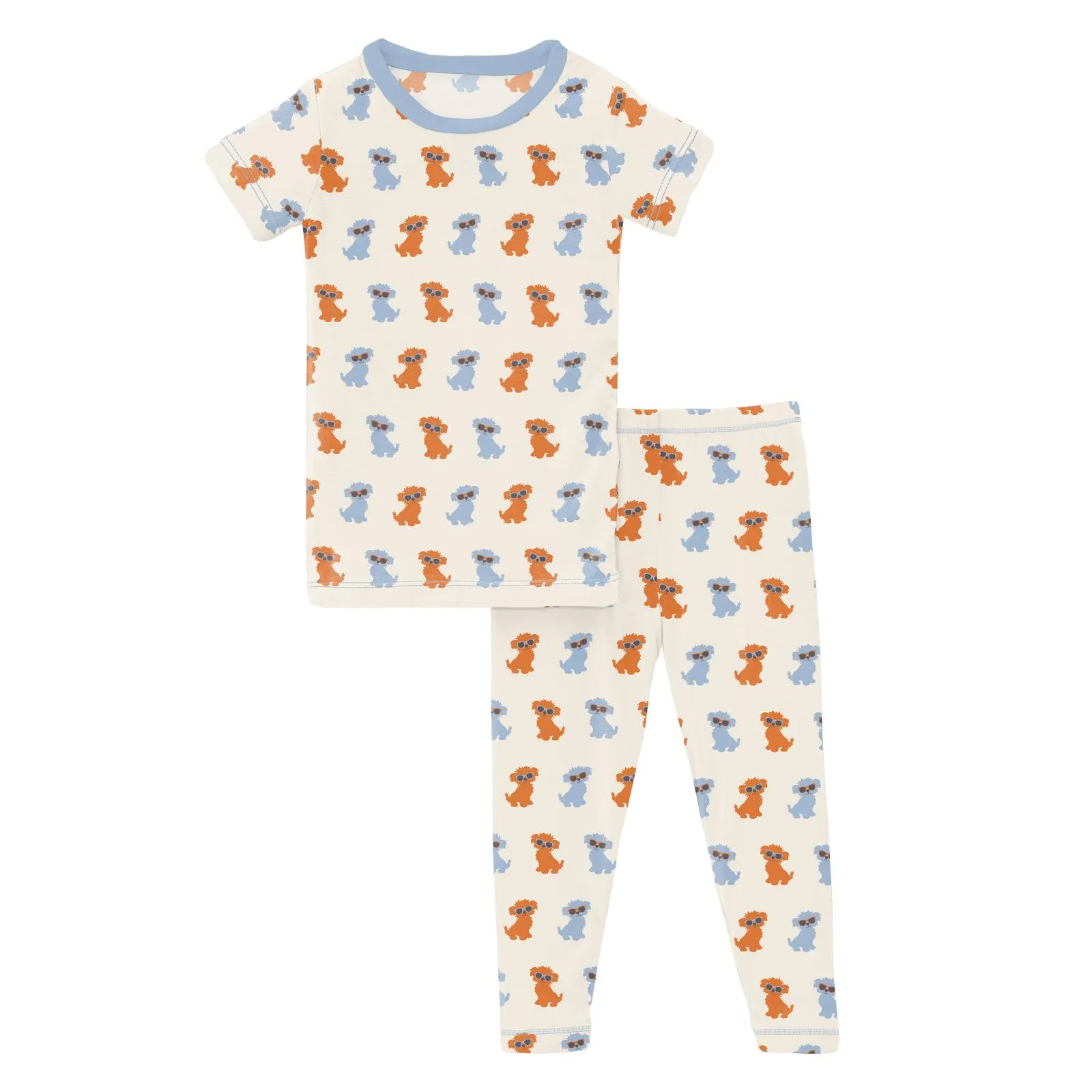Kickee Pants Short Sleeve Pajama Set - Natural Beach Pup