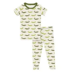 Kickee Pants Short Sleeve Pajama Set - Natural Crocodile