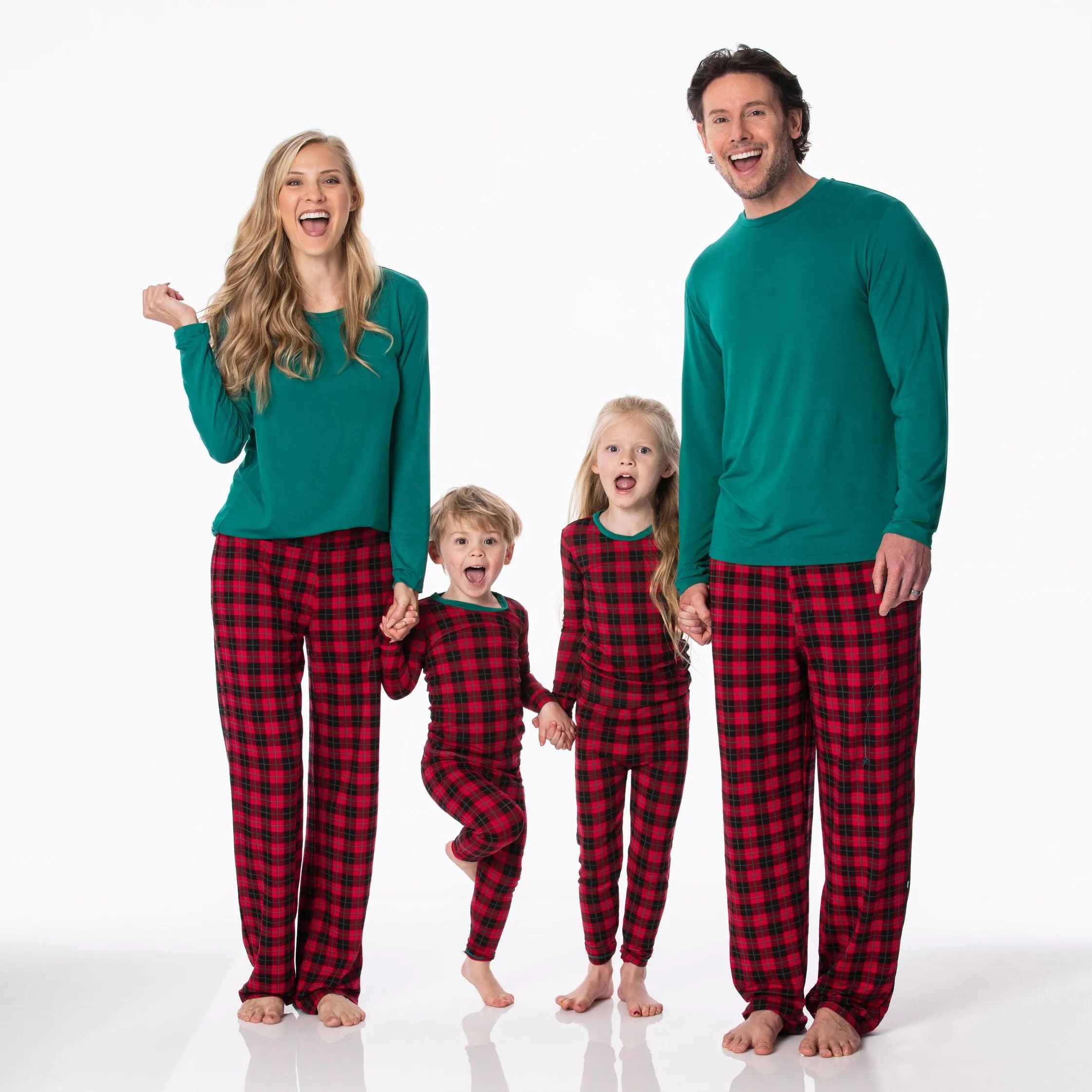Kickee Pants Women's Long Sleeve Loosey Goosey Tee & Pajama Pants Set - Anniversary Plaid