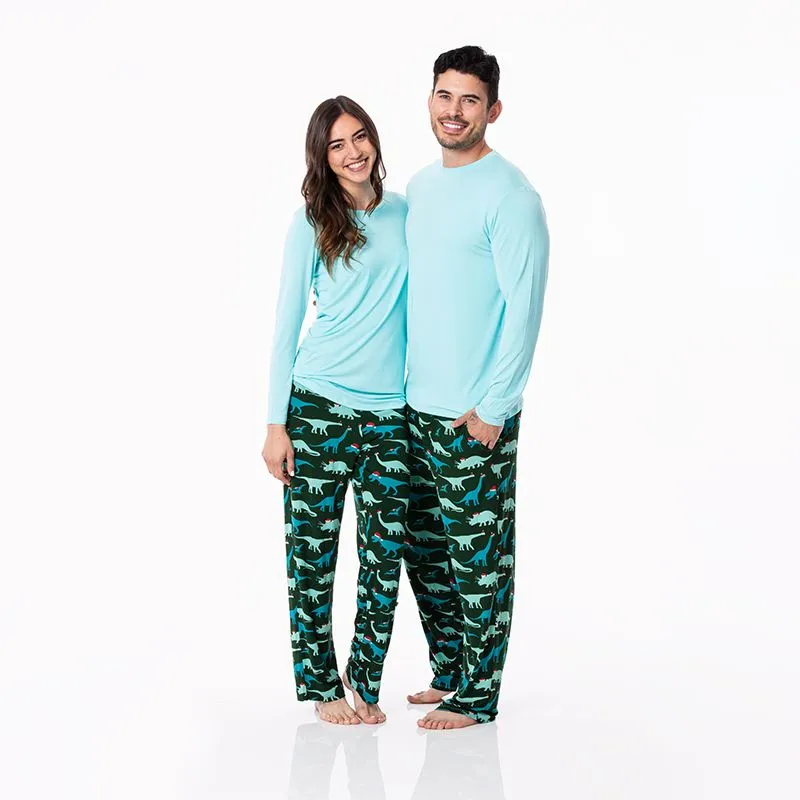 Kickee Pants Women's Loosey Goosey Pajama Set - Santa Dinos