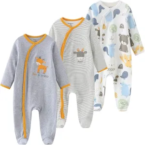 Kiddiezoom Baby Footed Cotton One-Piece Romper Jumpsuit Pajamas