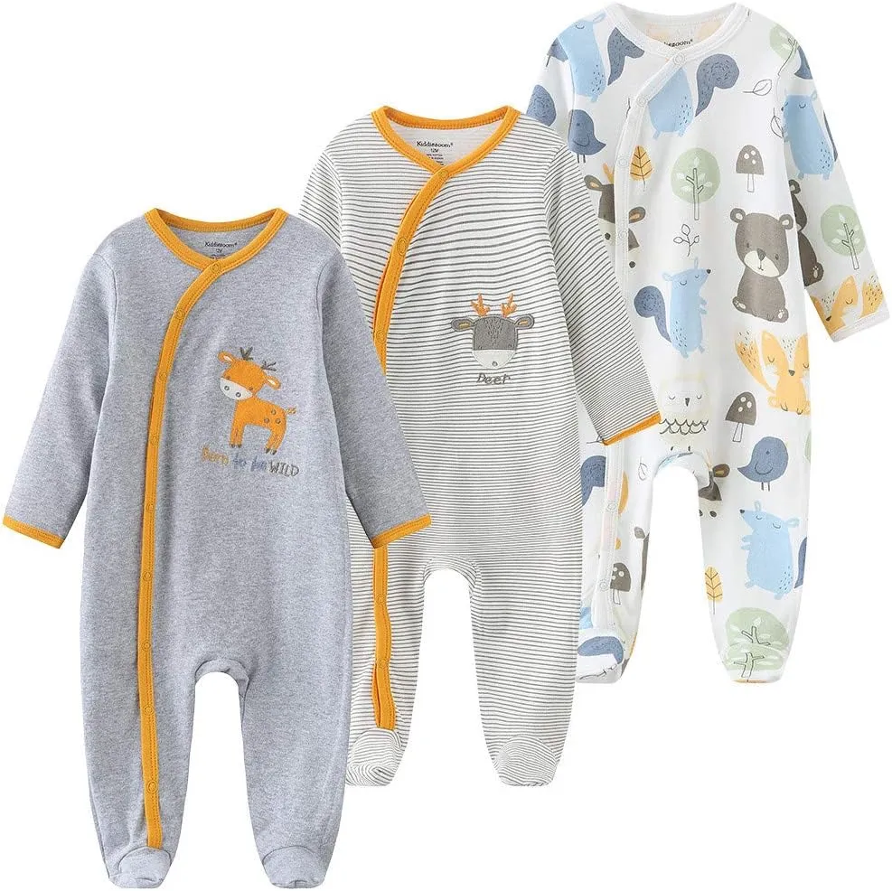 Kiddiezoom Baby Footed Cotton One-Piece Romper Jumpsuit Pajamas