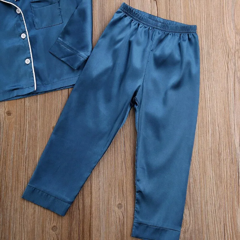 Kids Boy Girl Long Sleeve Silk Sleepwear/Pajamas