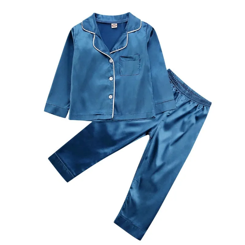 Kids Boy Girl Long Sleeve Silk Sleepwear/Pajamas