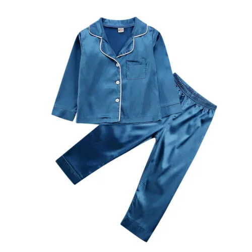 Kids Boy Girl Long Sleeve Silk Sleepwear/Pajamas