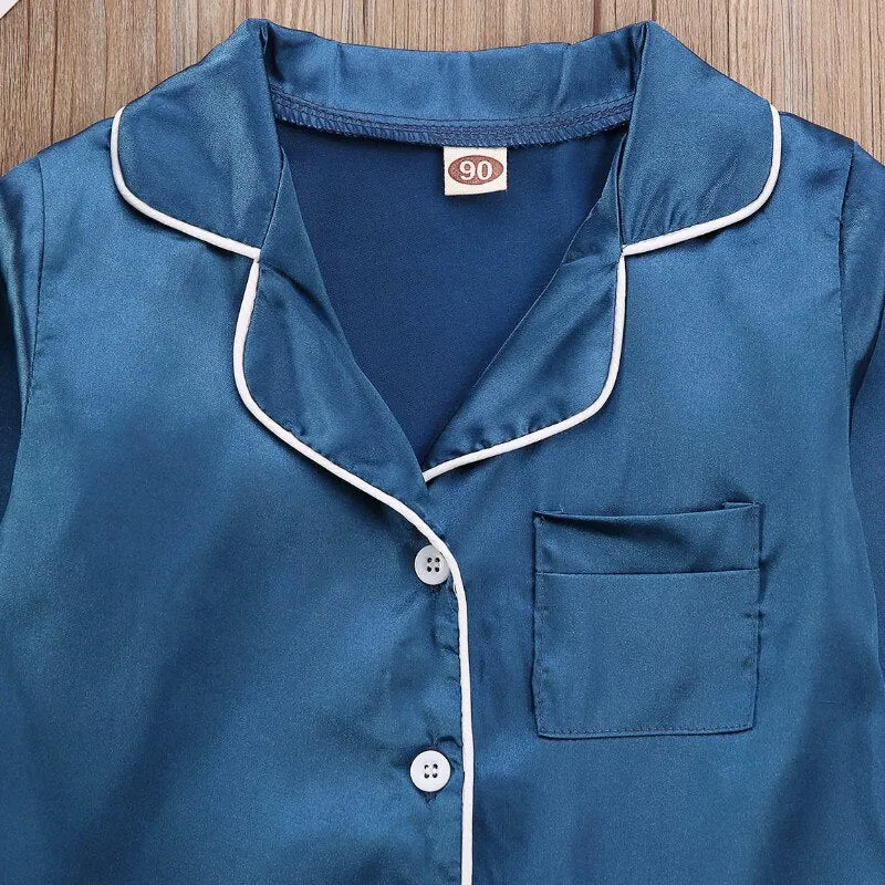 Kids Boy Girl Long Sleeve Silk Sleepwear/Pajamas