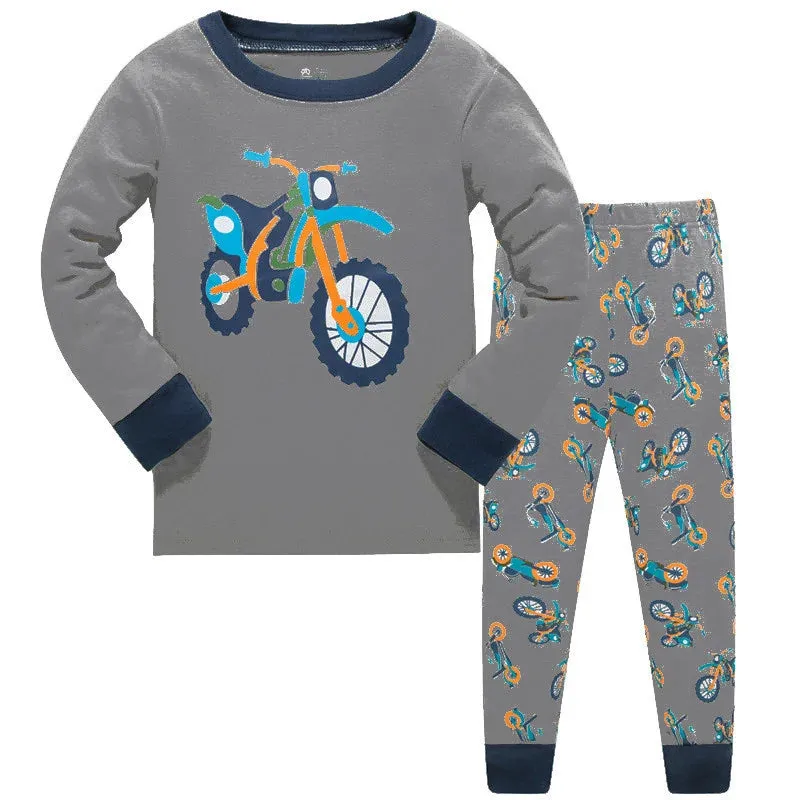 Kids Boys Cartoon Excavator Print Pyjamas Sets