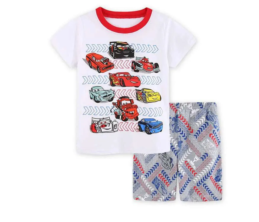 Kids Boys Girls  Short Sleeved Racing Car Print Sleepwear