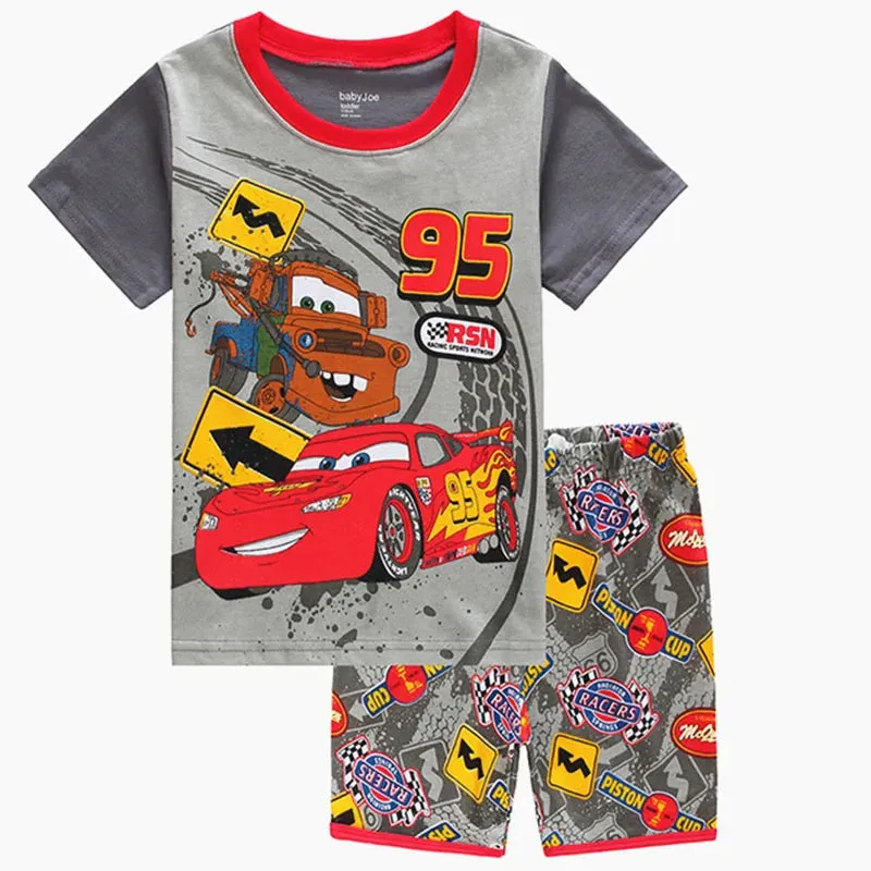 Kids Boys Girls  Short Sleeved Racing Car Print Sleepwear