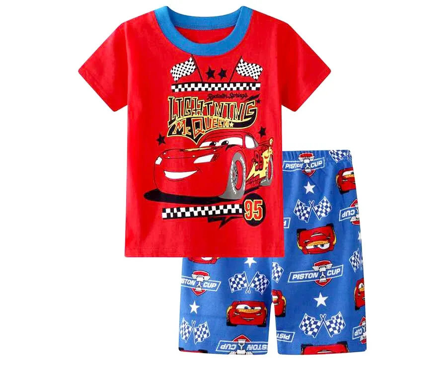 Kids Boys Girls  Short Sleeved Racing Car Print Sleepwear