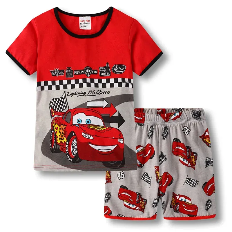 Kids Boys Girls  Short Sleeved Racing Car Print Sleepwear