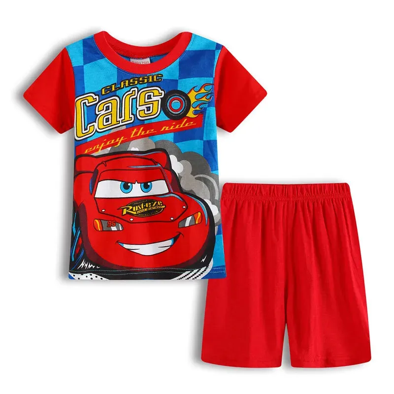 Kids Boys Girls  Short Sleeved Racing Car Print Sleepwear