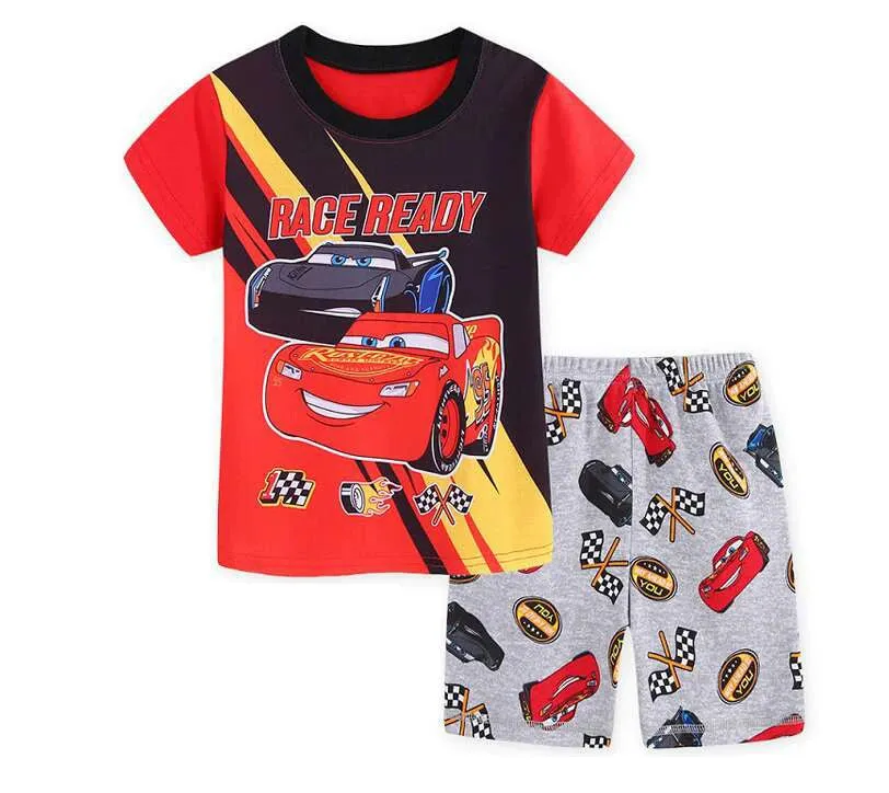 Kids Boys Girls  Short Sleeved Racing Car Print Sleepwear