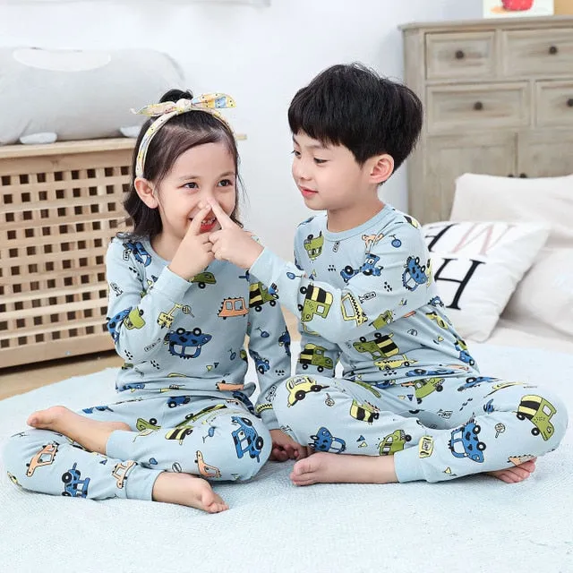 Kids Sleepwear baby girl spring cotton sets boys Homewear Pajamas children Pyjamas Kids Nightwear 2-13Y unisex teenage clothes