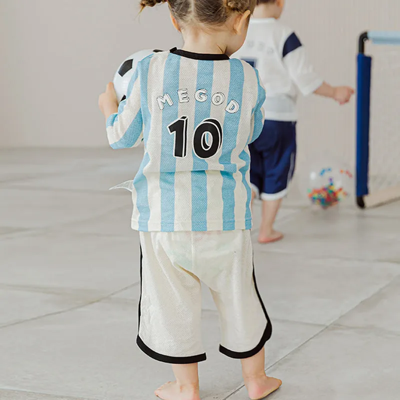 Kids Summer Short Shirt Cotton Cool Mesh Pajamas Set - AFA