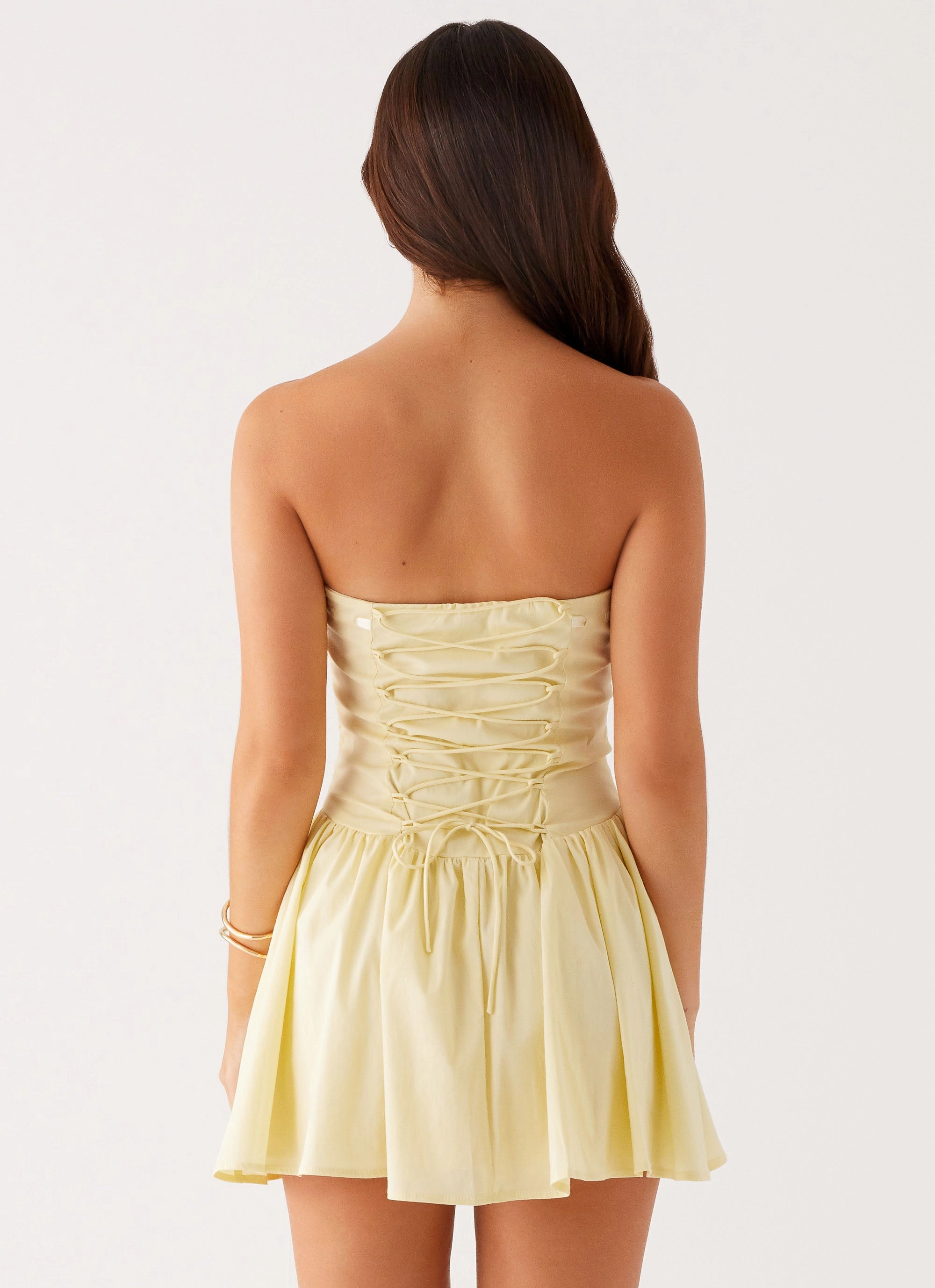 Kienna Strapless Mini Dress - Yellow Classic Appeal Hidden-Pocket