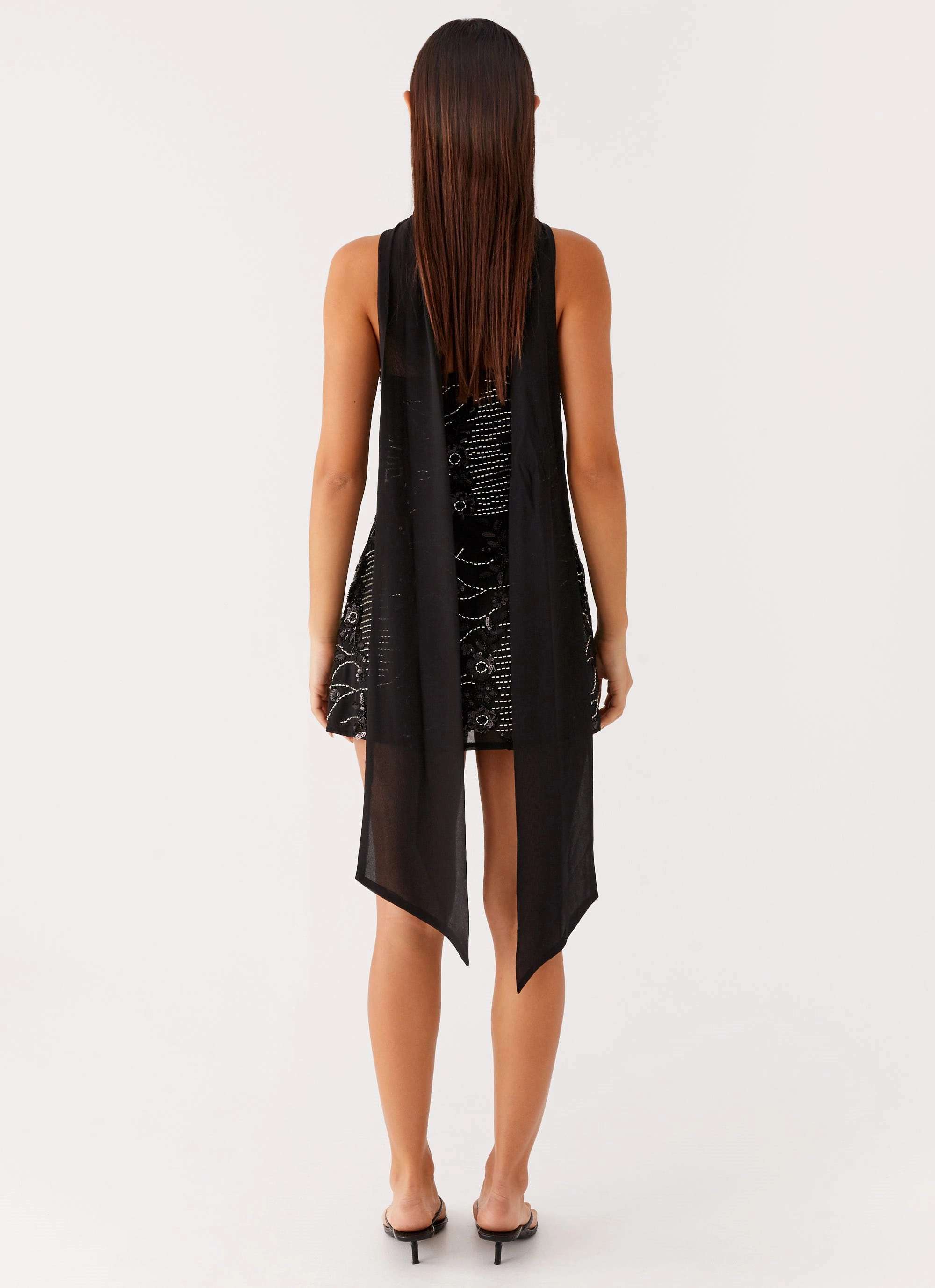 Kiesha Strapless Scarf Mini Dress - Black Fitted Look
