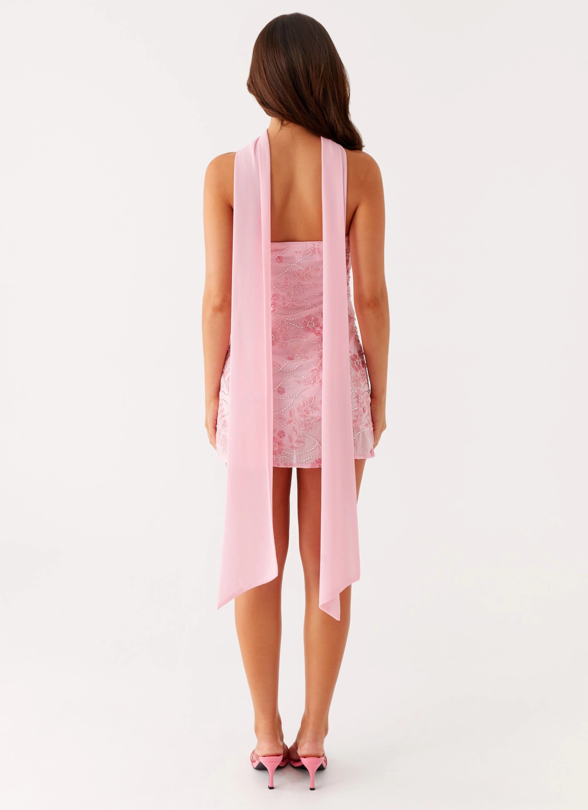 Travel-Essential Kiesha Strapless Scarf Mini Dress - Pink