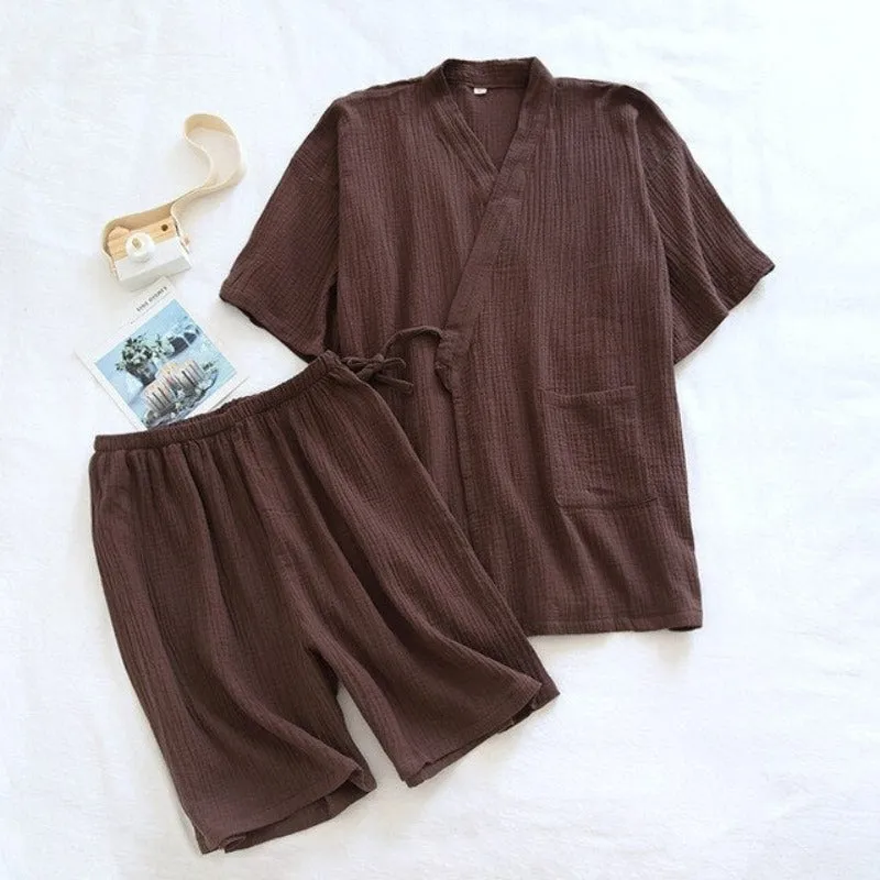 Kimono Pajamas Suit Couple Thin Cotton