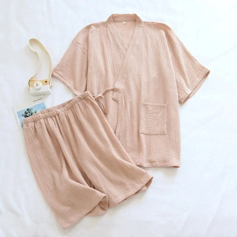 Kimono Pajamas Suit Couple Thin Cotton