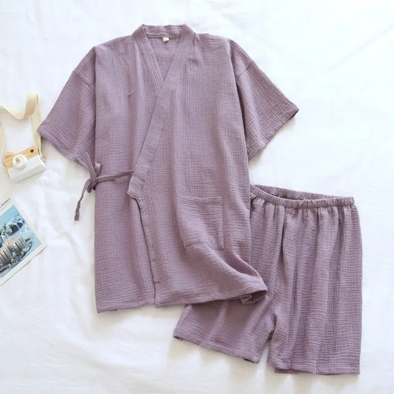 Kimono Pajamas Suit Couple Thin Cotton