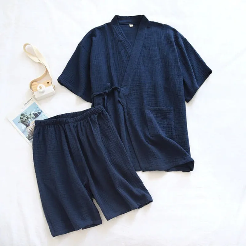 Kimono Pajamas Suit Couple Thin Cotton