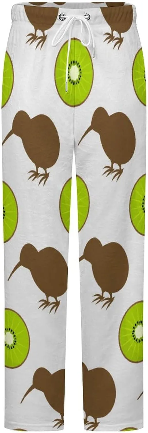 Kiwi Birds And Fruit Women's Flannel Pajama Pants Fleece Lounge Sleep Bottoms PJ