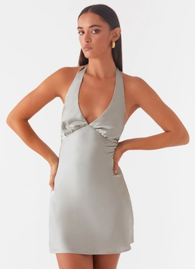 Heavy Hearted Mini Dress - Sage Effortless Elegance Tailored Waistband