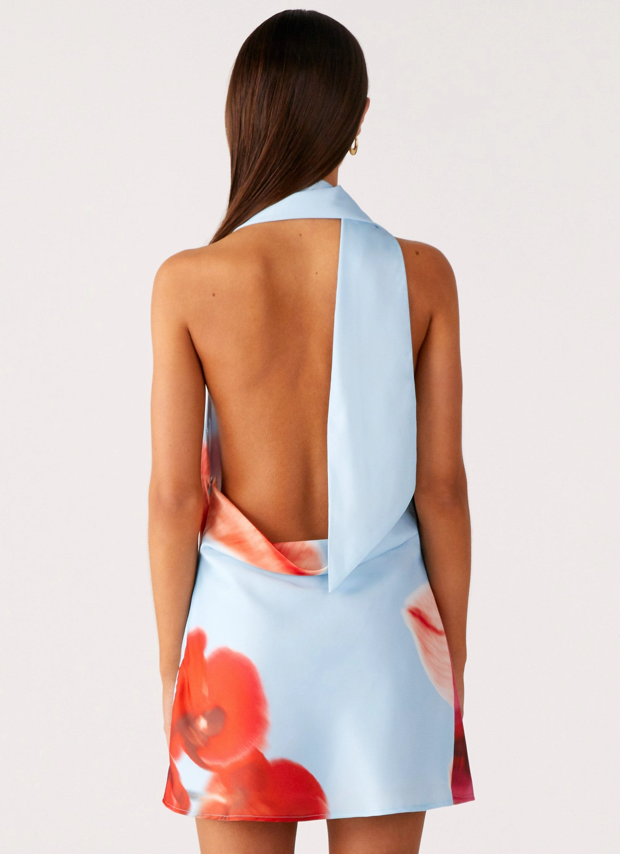 Heidi Mini Dress - Turquoise Bloom Sleek Waist Design Fit Flowing Design