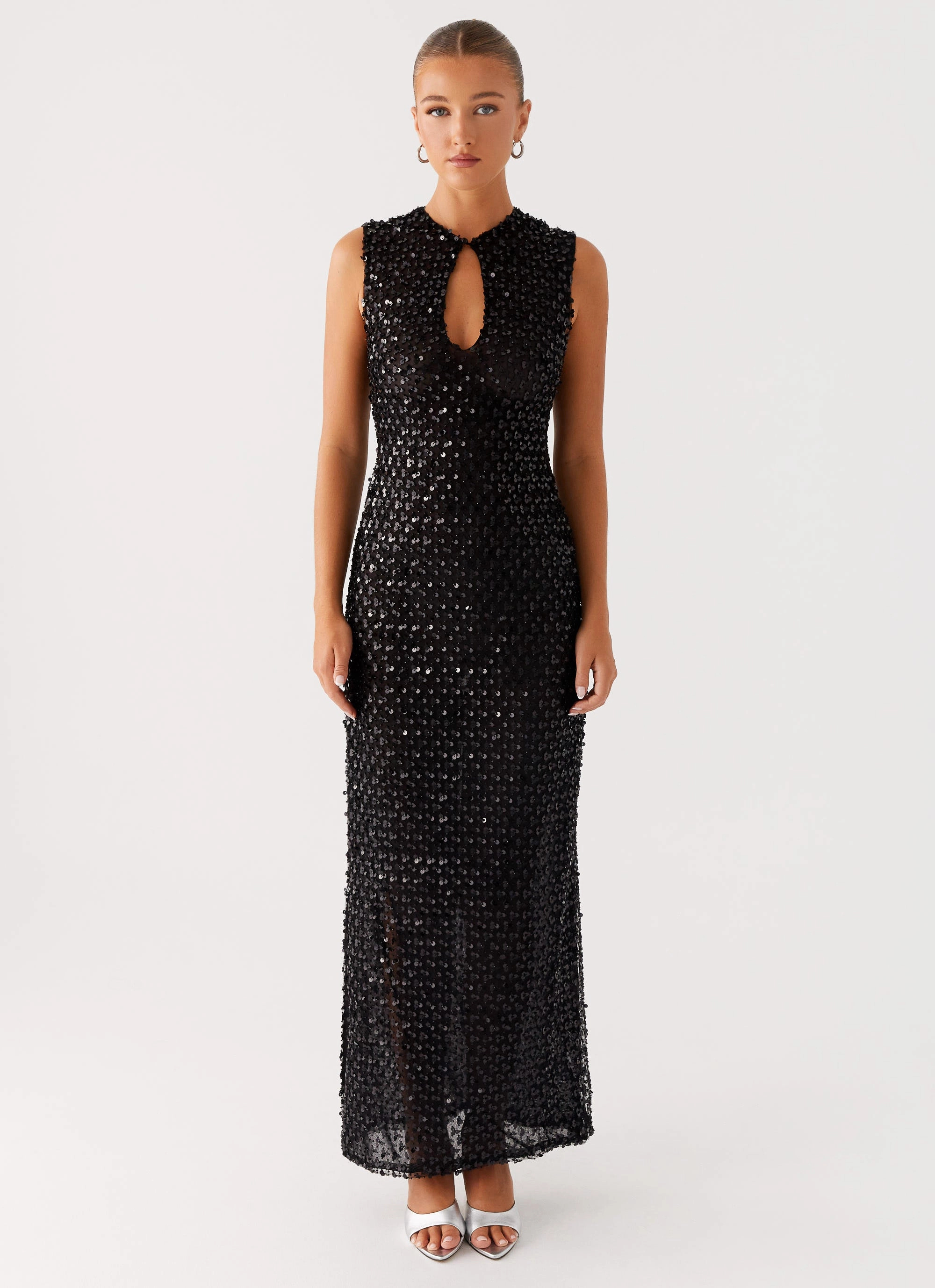 Kore Sequin Maxi Dress - Black Fitted Base Breathable Style