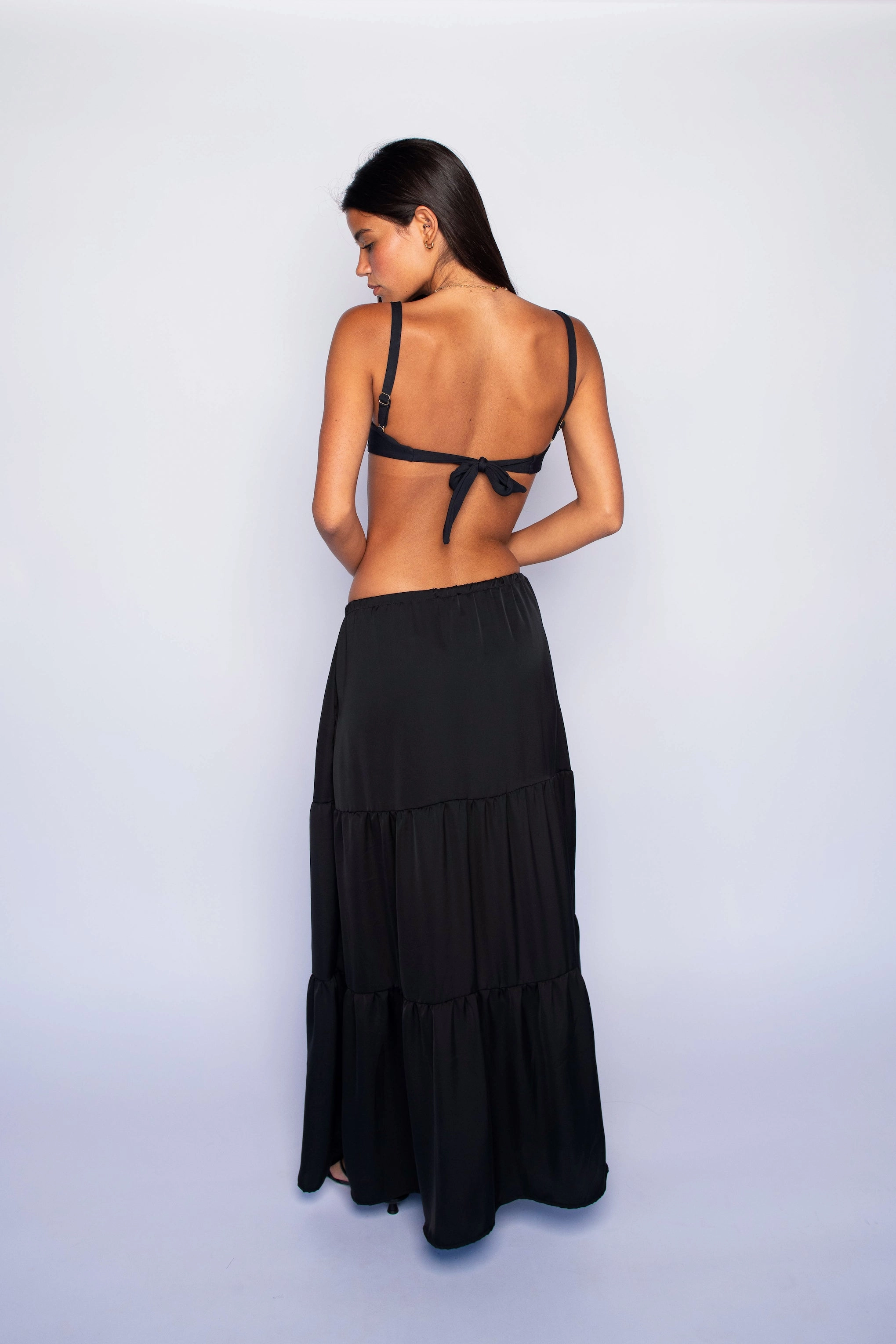 Kristina Maxi Skirt Satin - Black Non Irritating Edges