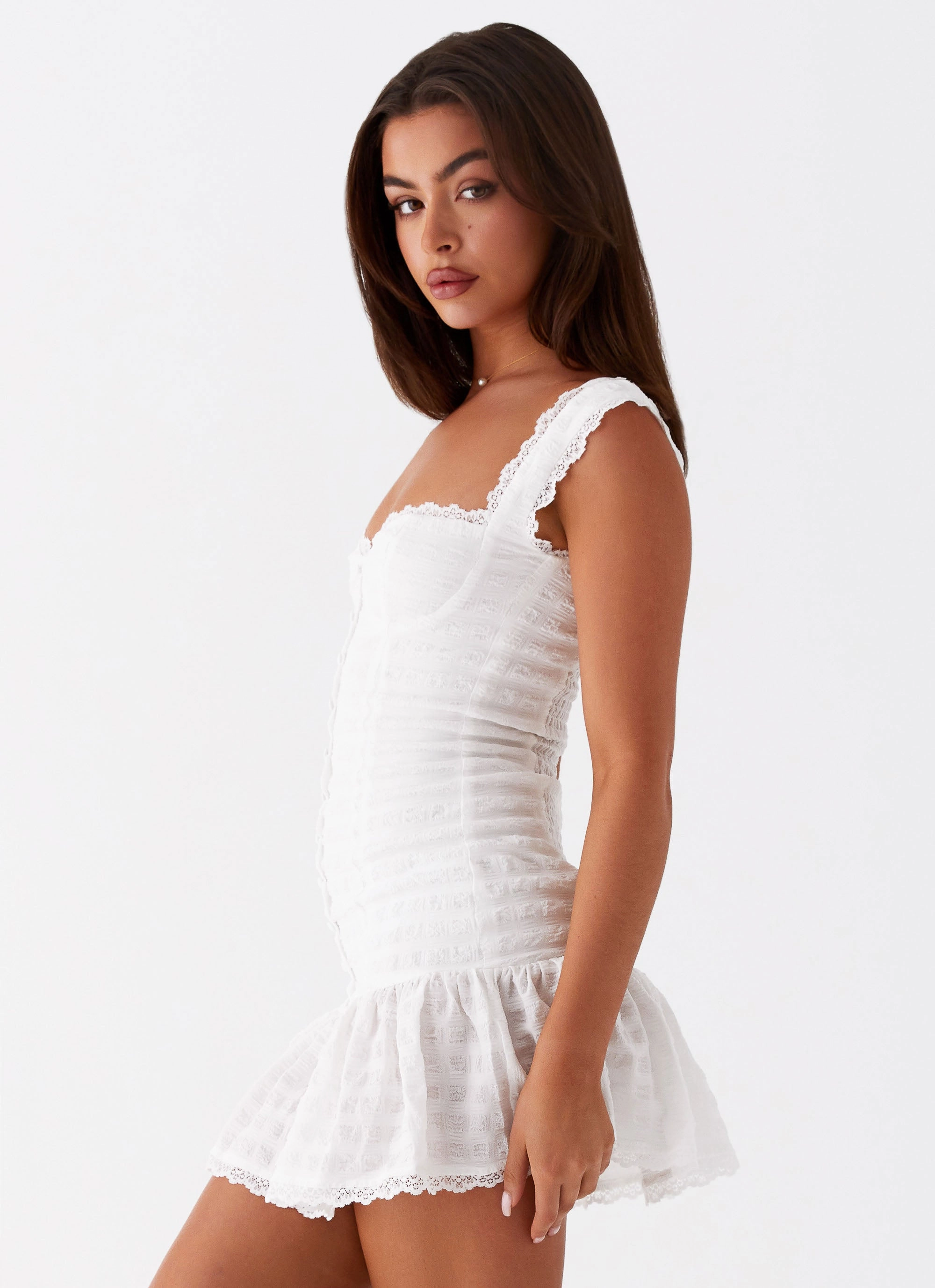 Kristina Mini Dress - White Dreamy Simplicity