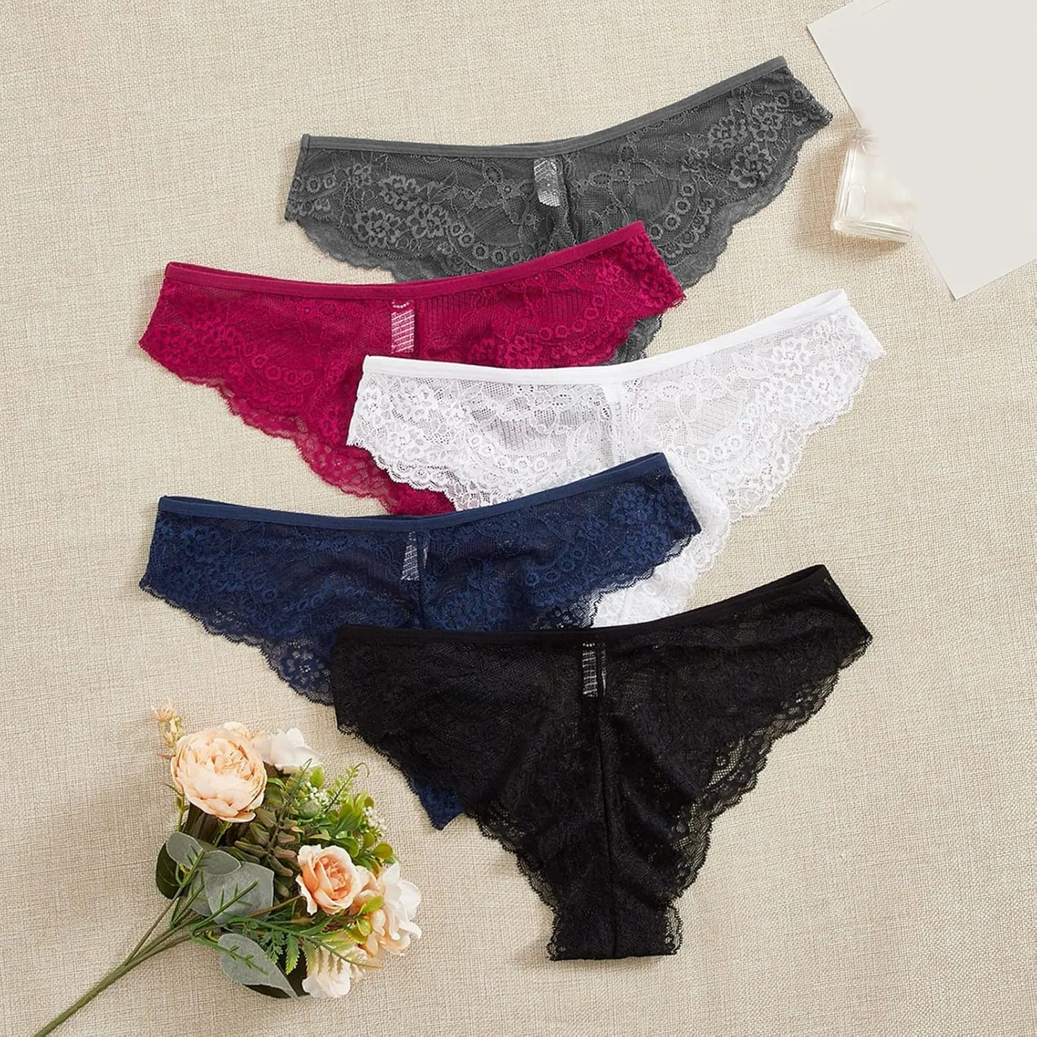 Lace Underwear For Womens Bikini Panties Soft Hipster Panty Ladies Stretch Sexy Briefs Lace Bikini Panties Women