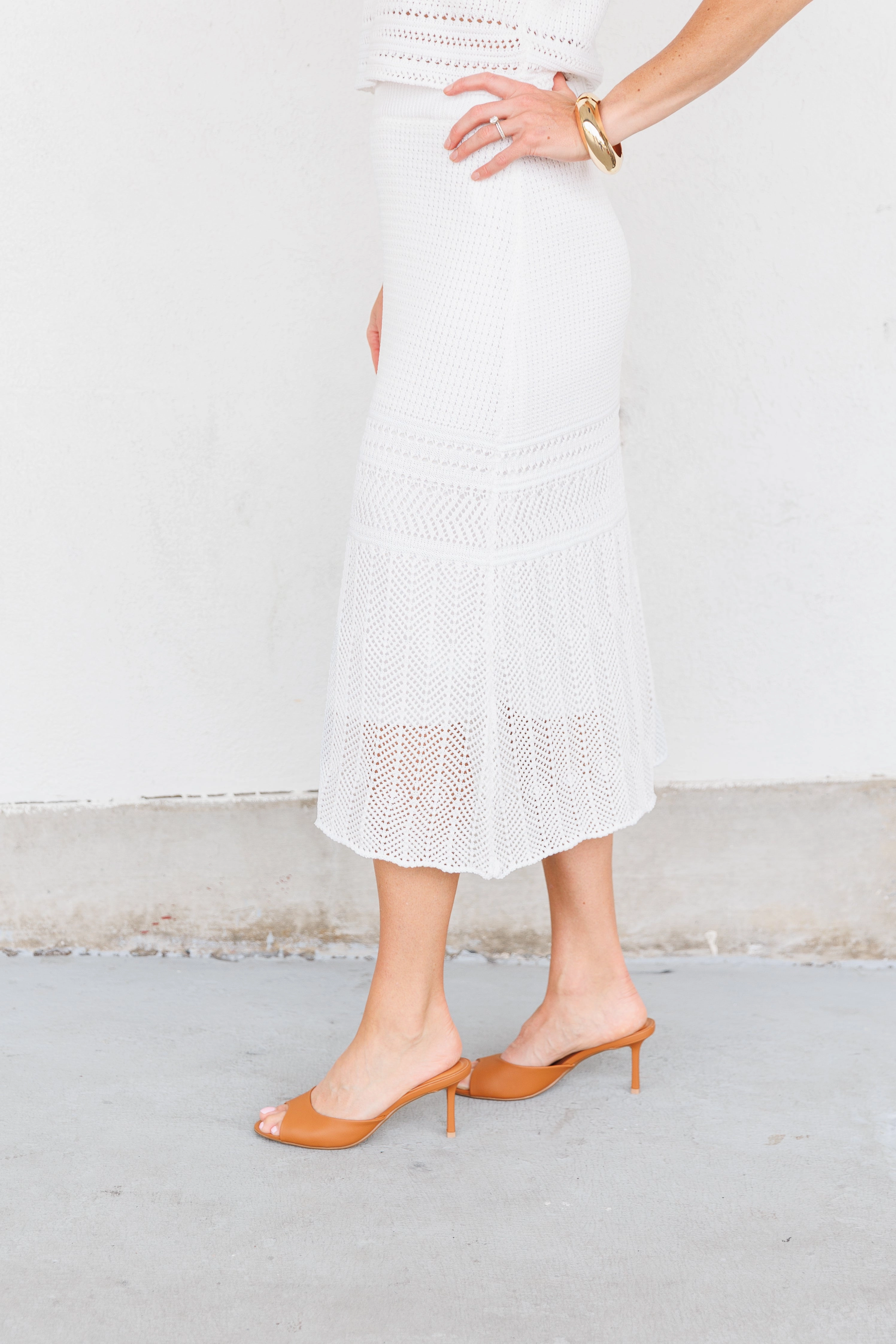 BRYSON CROCHET MIDI SKIRT Easy Comfort Back Slit