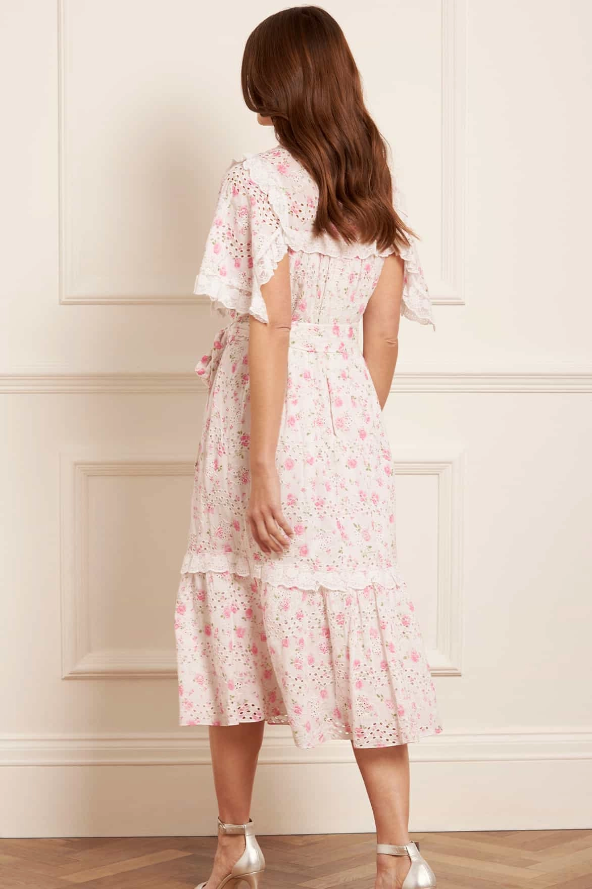 Playful touch Rose Ditsy Cotton Broderie Midaxi Dress