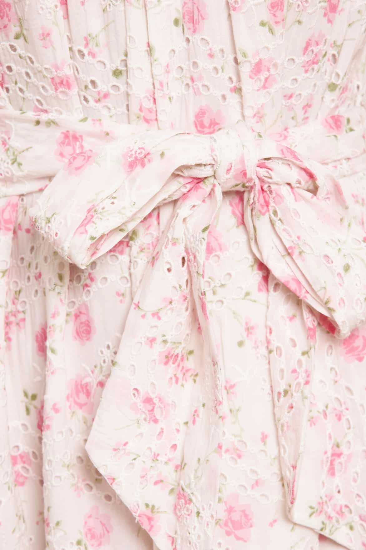 Rose Ditsy Cotton Broderie Midaxi Dress Printed-Lining