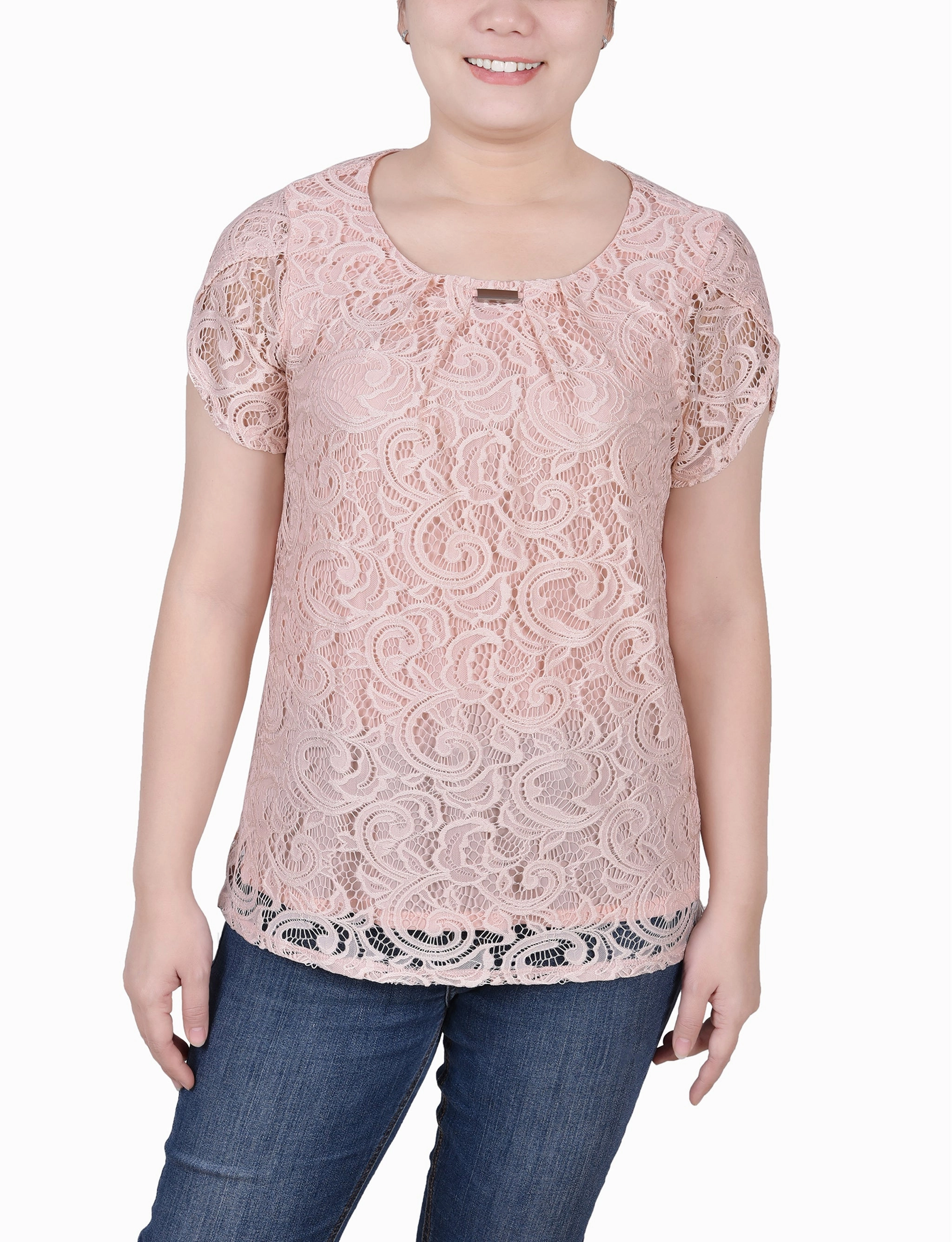 Lace Petal Sleeve Top NoSlip Grip