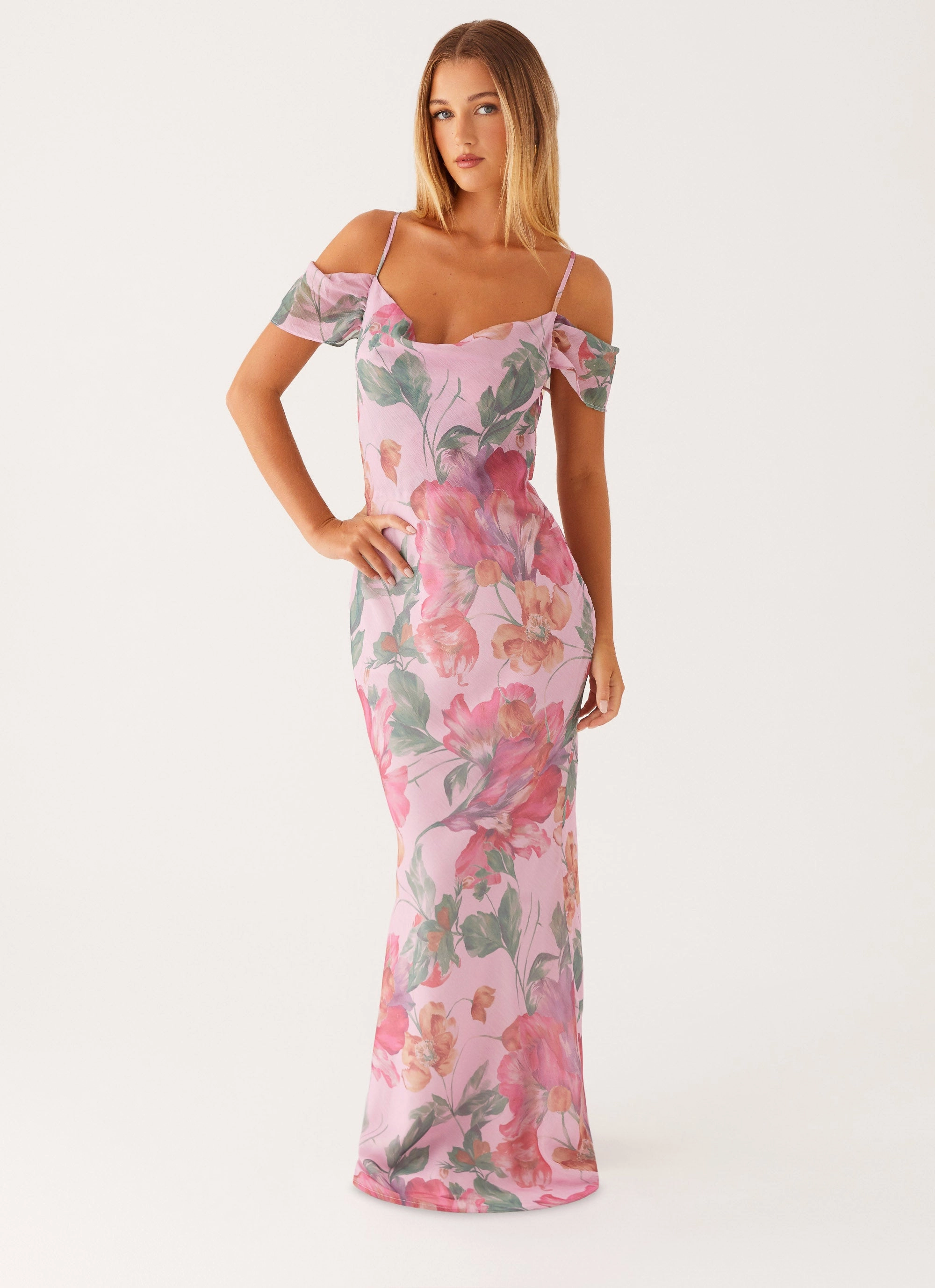 Seline Maxi Dress - Pink Floral Color Soft Radiant Mood