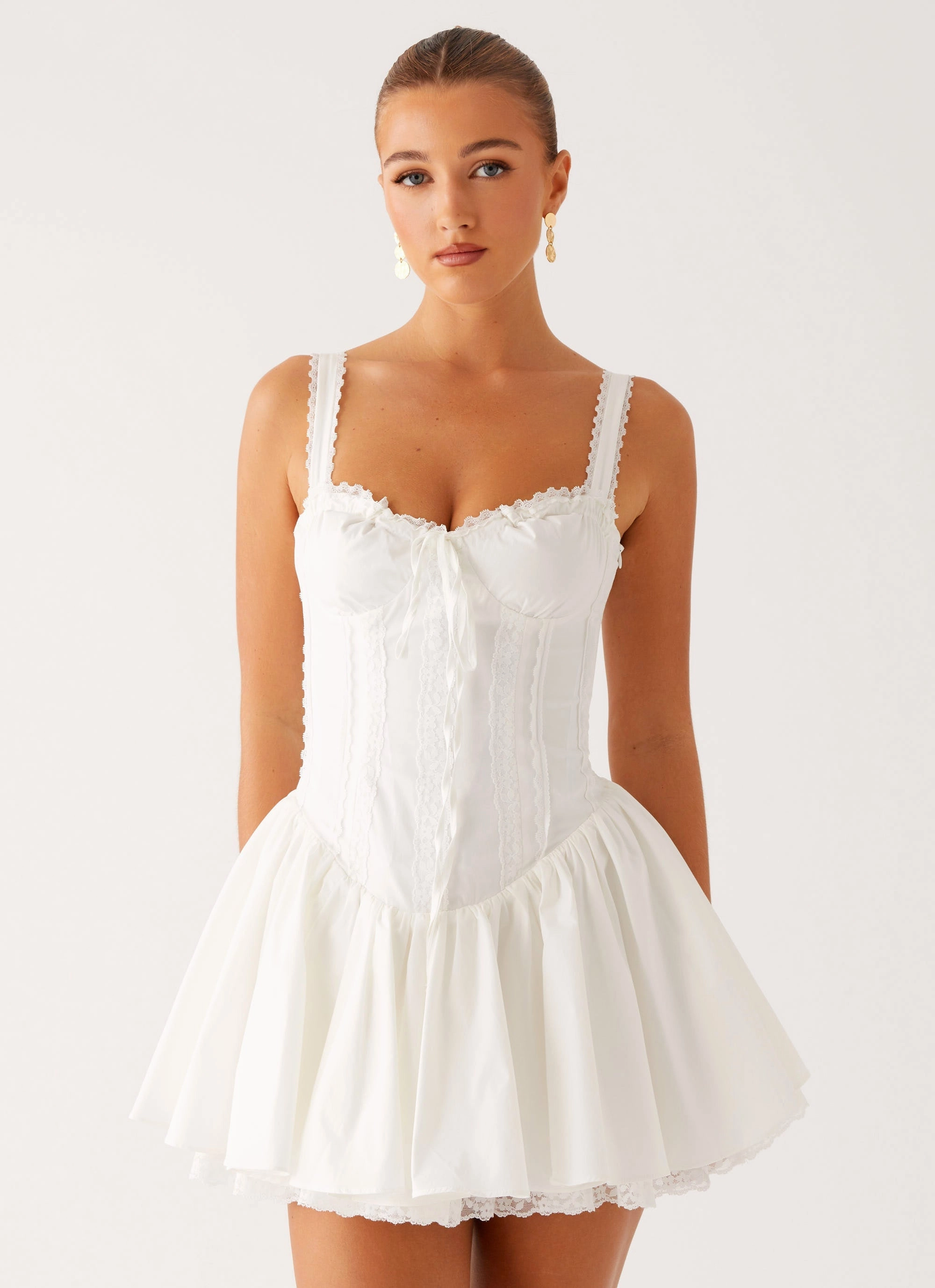 Layered Wear All Season Lacie Mini Dress - White