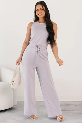 FourWay Stretch Fabric Laid-Back Livin Sleeveless Jumpsuit (Lilac)