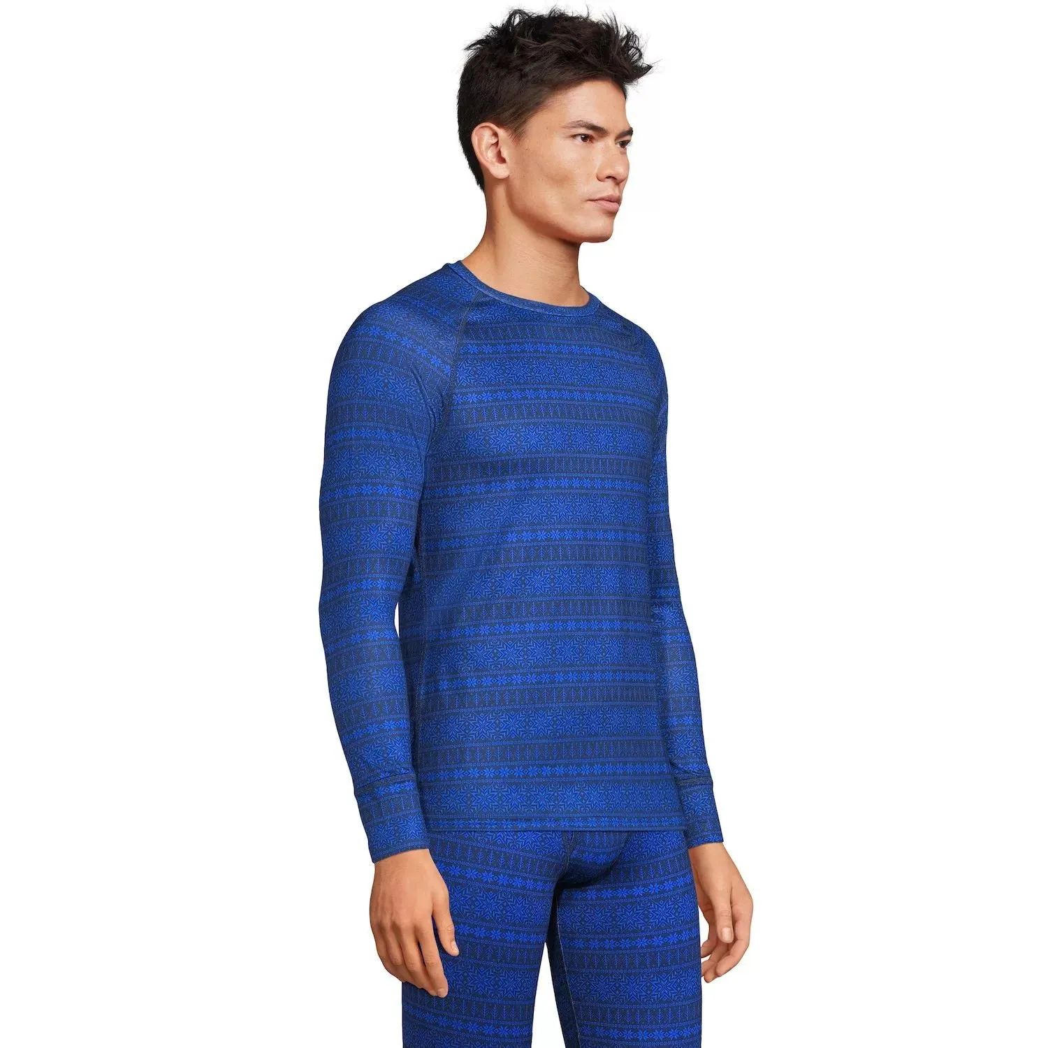 Lands End Men's Long Stretch Thermal Mask Underwear Crew Base Layer, Lands' End Top