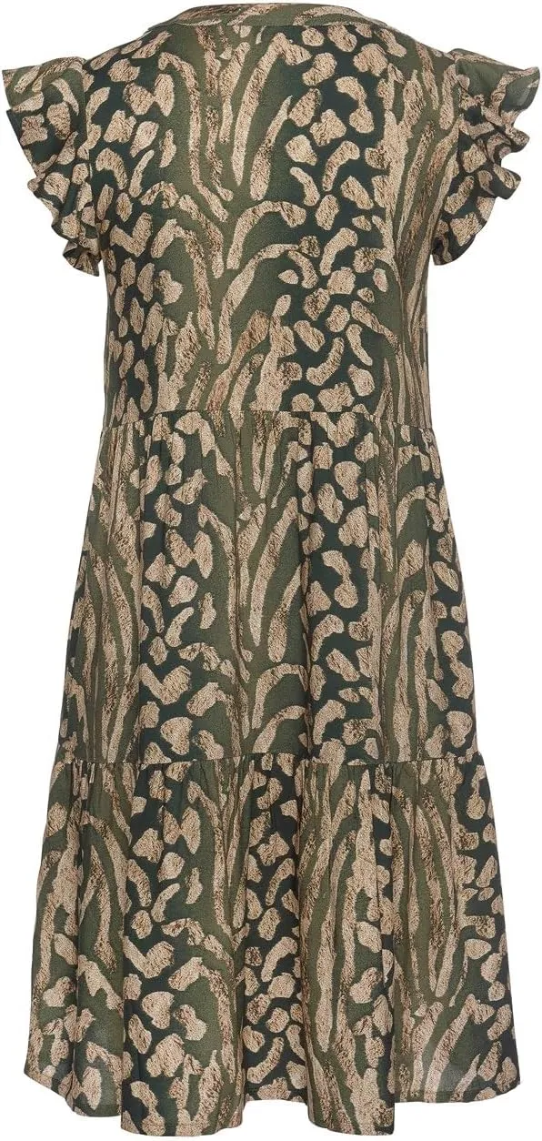 LASCANA Women's Animal Print V-Neck Dress