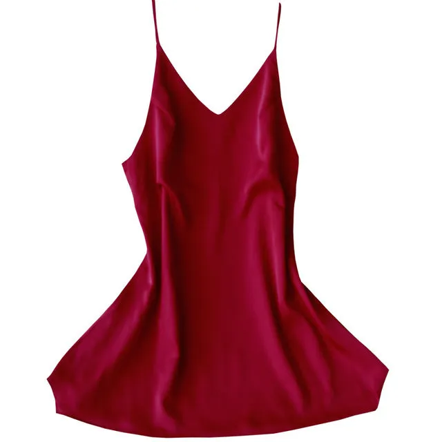 LASPERAL Summer Sexy Silk Satin Night Dress Women V-neck Sleeveless Nighties Nightgown Ladies Nightdress Female 2018 Sleepshirt