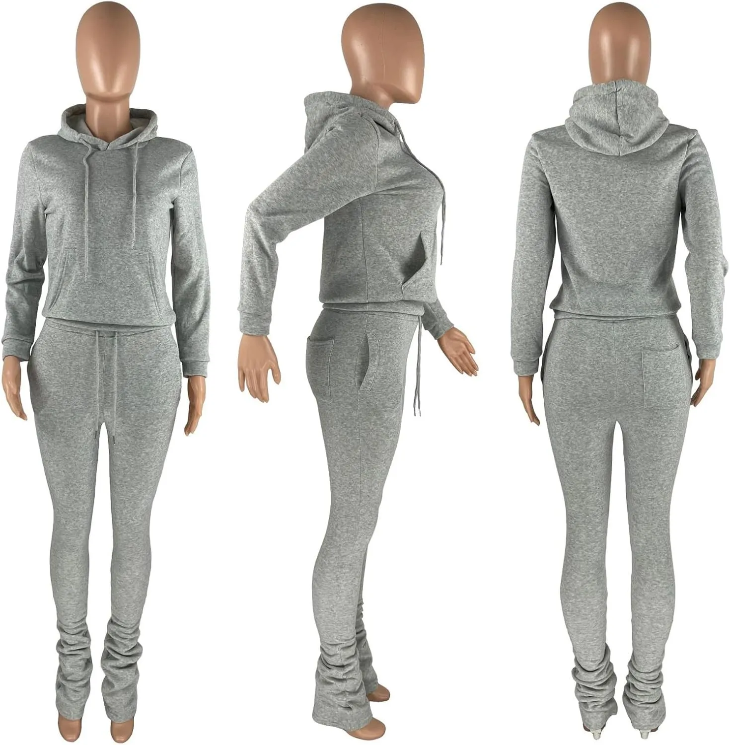 Lastesso Fall Outfits for Women 2024 Oversized Two Piece Sweatsuits Casual Long Sleeve Hoodies and Wide Leg Trousers